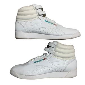 Reebok White High-Top Sneakers with Cream Collar